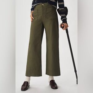 Anthropologie Maeve The Colette Magic Fabric Cropped Pants Olive Green Size 31